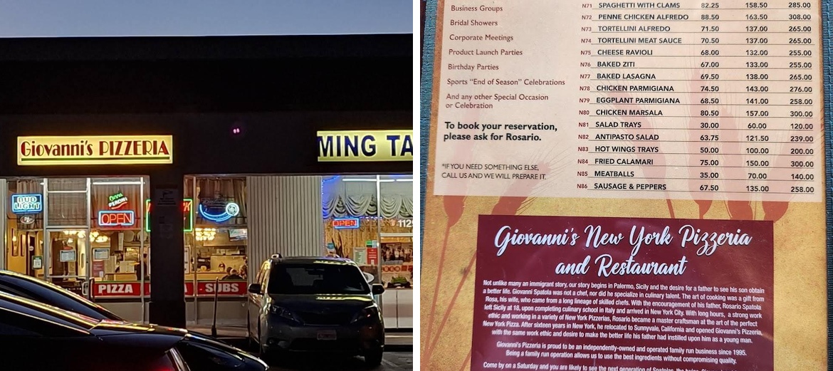 Giovanni's Pizza Menu